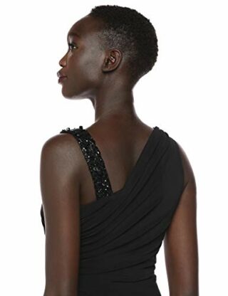 Adrianna Papell Asymmetrisches gerafftes Abendkleid, Schwarz