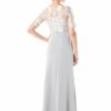 Adrianna Papell Besticktes langes Abendkleid, Silber