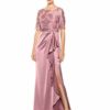 Adrianna Papell Besticktes langes Kleid Abendkleid, Pink