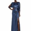 Adrianna Papell Blouson Drapiertes Kleid Abendkleid, Blau
