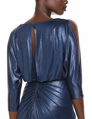 Adrianna Papell Blouson Drapiertes Kleid Abendkleid, Blau