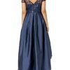 Adrianna Papell Blouson Perlenkleid Abendkleid, Blau