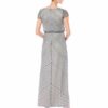 Adrianna Papell Blouson Perlenkleid Abendkleid, Grau