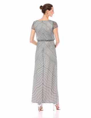 Adrianna Papell Blouson Perlenkleid Abendkleid, Grau