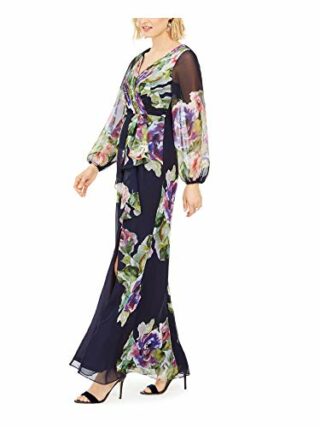 Adrianna Papell Chiffon-Kleid mit Blumendruck, Blau