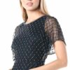 Adrianna Papell Dolman Kurzes Kleid mit Perlenbesatz, Blau
