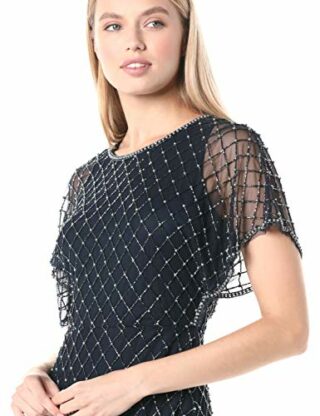 Adrianna Papell Dolman Kurzes Kleid mit Perlenbesatz, Blau