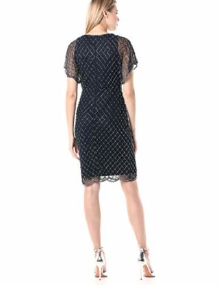 Adrianna Papell Dolman Kurzes Kleid mit Perlenbesatz, Blau