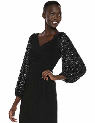 Adrianna Papell Drapiertes Jersey-Cocktailkleid, Schwarz