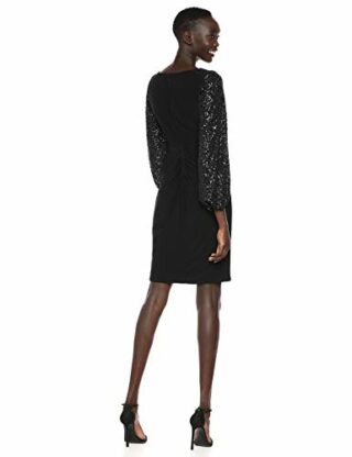 Adrianna Papell Drapiertes Jersey-Cocktailkleid, Schwarz