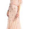 Adrianna Papell Ein-Schulter-Perlenkleid, Pink