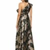 Adrianna Papell Jacquard-Rüschenkleid Abendkleid, Schwarz