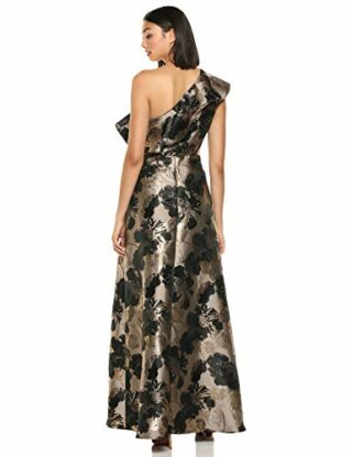 Adrianna Papell Jacquard-Rüschenkleid Abendkleid, Schwarz