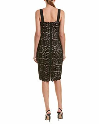 Adrianna Papell Jade LACE Ärmelloses Midi Etuikleid, Schwarz