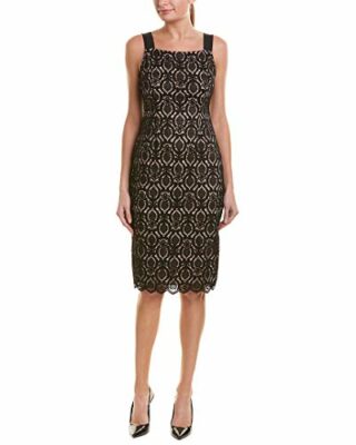 Adrianna Papell Jade LACE Ärmelloses Midi Etuikleid, Schwarz