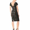 Adrianna Papell Kurzärmliges Kleid aus Metallic-Jacquard Abendkleid, Schwarz