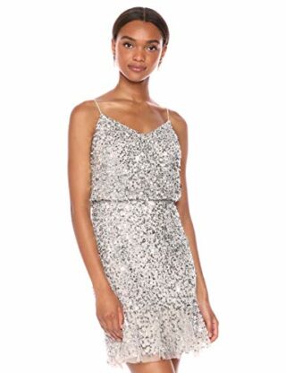 Adrianna Papell Kurzes Blousonkleid, Silber