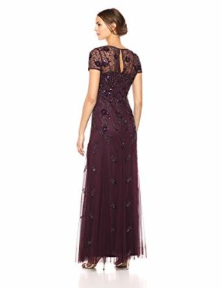Adrianna Papell Langes Abendkleid mit Perlen, Lila