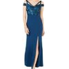 Adrianna Papell Langes Abendkleid mit offenen Schultern, Blau