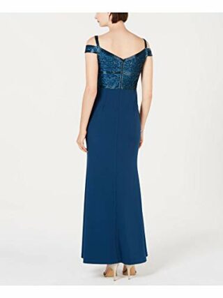 Adrianna Papell Langes Abendkleid mit offenen Schultern, Blau