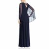 Adrianna Papell Langes Kleid aus Tüll Abendkleid, Blau