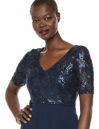 Adrianna Papell Langes Kleid mit Pailletten Abendkleid, Blau