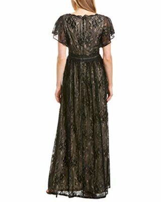 Adrianna Papell Langes Kleid mit Spitze, Schwarz