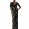 Adrianna Papell Langes Meerjungfrauenkleid Abendkleid, Schwarz