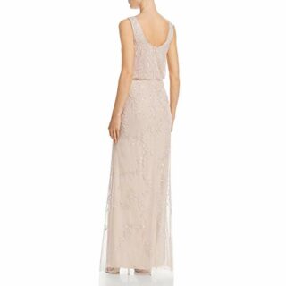Adrianna Papell Langes Perlenkleid, Abendkleid, Beige
