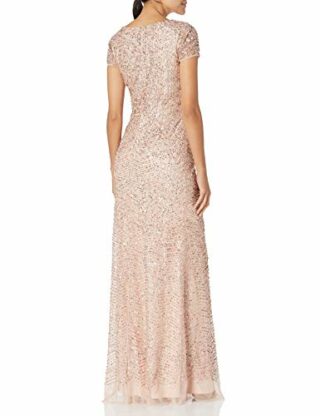Adrianna Papell Langes Perlenkleid Abendkleid, Pink