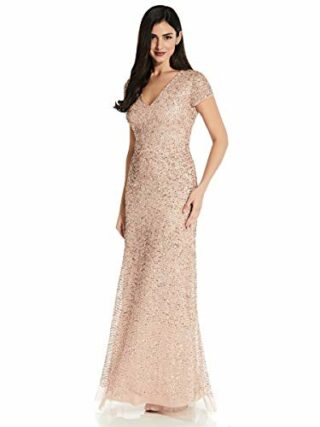Adrianna Papell Langes Perlenkleid Abendkleid, Pink