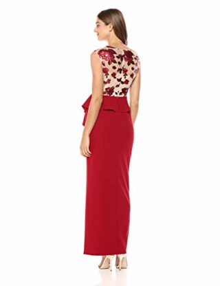 Adrianna Papell Langes Strickkleid mit Pailletten, Flügelärmeln Abendkleid, Weiß