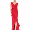 Adrianna Papell Langes drapiertes Crepe-Kleid, Rot