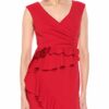 Adrianna Papell Langes drapiertes Crepe-Kleid, Rot