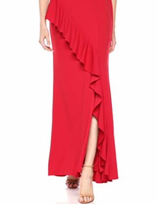 Adrianna Papell Langes drapiertes Crepe-Kleid, Rot