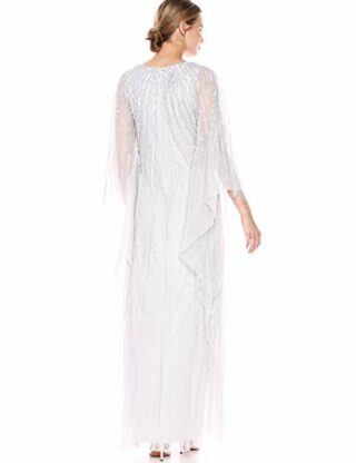 Adrianna Papell Maxi Abendkleid, Perlen, Weiß
