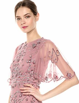 Adrianna Papell Midi Cocktailkleid mit Blumenperlen, Pink