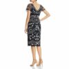 Adrianna Papell Midi Kleid mit Perlenstickerei, Blau
