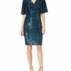 Adrianna Papell Midikleid mit Pailletten Abendkleid, Blau