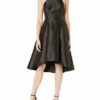 Adrianna Papell Neckholder Abend Kleid mit Perlen, Schwarz