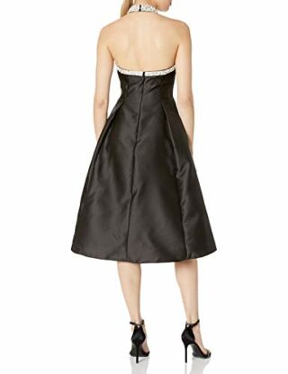 Adrianna Papell Neckholder Abend Kleid mit Perlen, Schwarz
