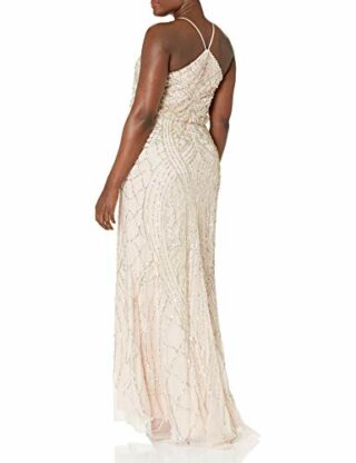 Adrianna Papell Neckholder-Vollbesetztes Blouson-Kleid, Weiß