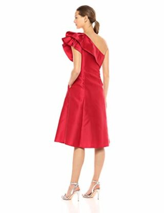 Adrianna Papell One Shoulder Mikado Abendkleid, Rot