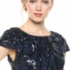 Adrianna Papell Pailletten-Cocktailkleid mit Flügelärmeln, Blau