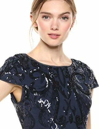 Adrianna Papell Pailletten-Cocktailkleid mit Flügelärmeln, Blau