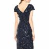 Adrianna Papell Pailletten-Cocktailkleid mit Flügelärmeln, Blau