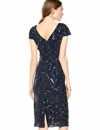 Adrianna Papell Pailletten-Cocktailkleid mit Flügelärmeln, Blau