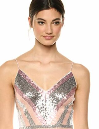 Adrianna Papell Paillettenkleid mit V-Ausschnitt, Beige