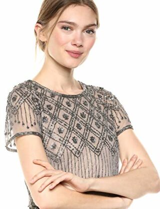 Adrianna Papell Perlen-Cocktailkleid, Strickkleid, Silber