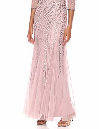 Adrianna Papell Perlenbesetztes Abendkleid, Maxikleid, Pink